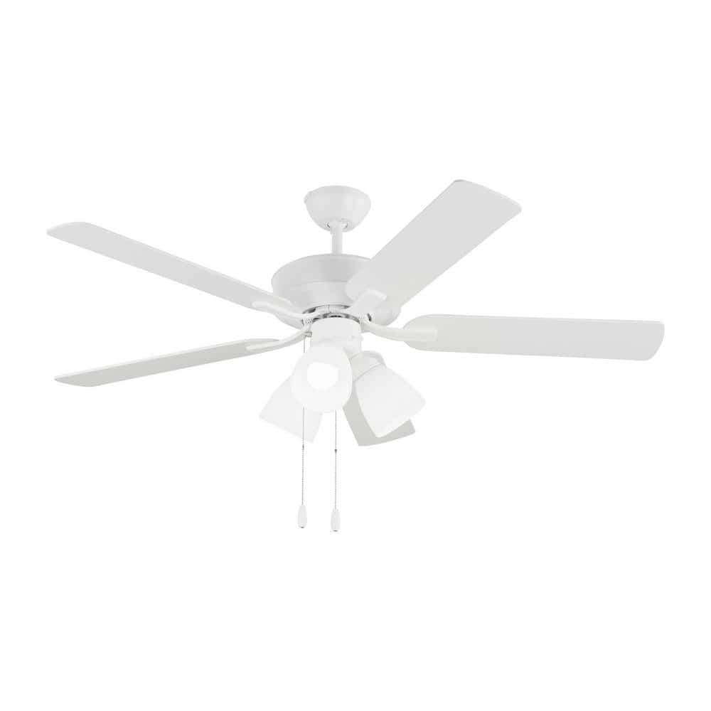 Linden 52 in. Transitional Indoor Matte White Ceiling Fan with White Blades and Fitter LED Light Kit price history on PriceWatchPro