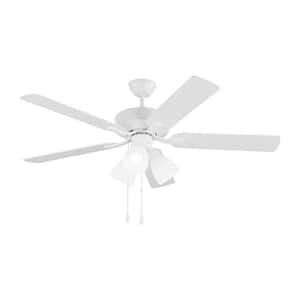 Linden 52 in. Transitional Indoor Matte White Ceiling Fan with White Blades and Fitter LED Light Kit