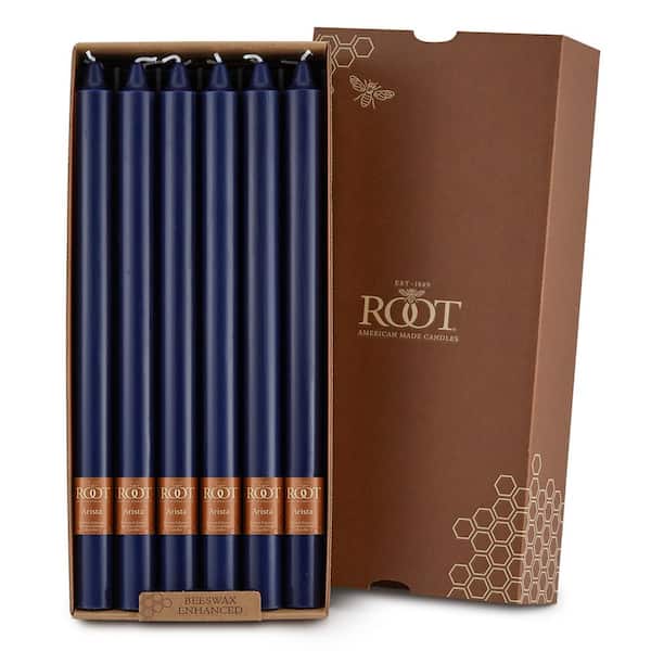 ROOT CANDLES Smooth Arista 12 in. Abyss Blue Unscented Taper Candle (Set of 12)