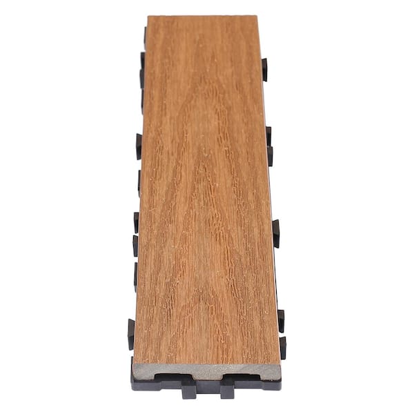 NewTechWood UltraShield Naturale 3 in. x 1 ft. Quick Composite Single Slat Deck Tile in Honduran Mahogany (4-Pieces per Box)
