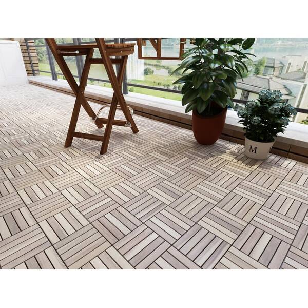 10 Sq Ft Acacia Deck Tiles, Patio Floor Tiles Home Depot