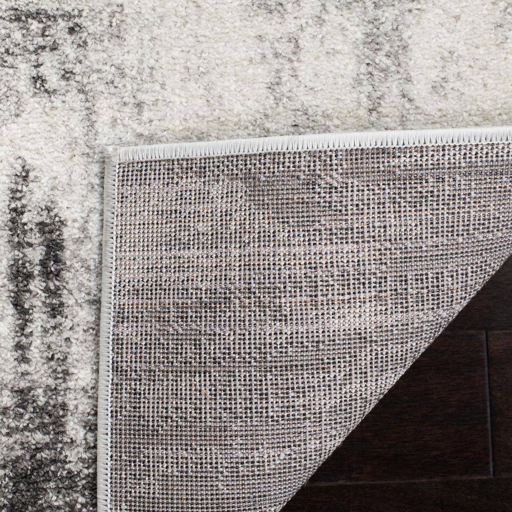Ivory and Grey Abstract Synthetic Runner Rug 2'6" x 6'