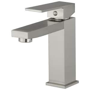 Single Handle Single Hole Low-Arc Bathroom Faucet Bathroom Drip-Free Vanity Sink Faucet Modern in Brushed Nickel