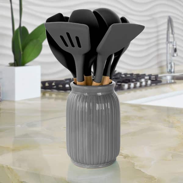 Gray Silicone and Wood Cooking Utensils (Set of 9) Gray Silicone and Wood Cooking Utensils (Set of 9)