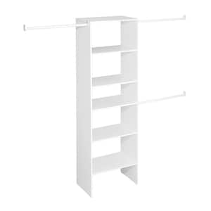 Selectives 60 in. W - 120 in. W White Reach-In Tower Wall Mount 6-Shelf Wood Closet System