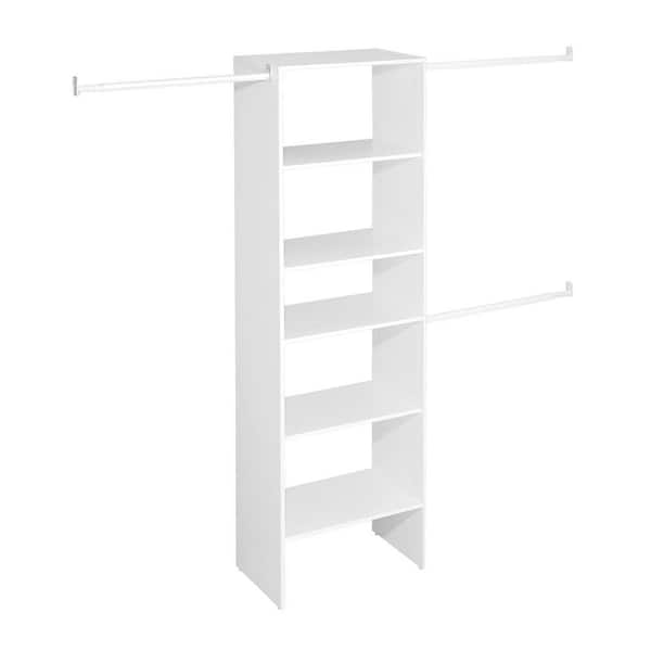 Selectives 60 in. W - 120 in. W White Reach-In Tower Wall Mount 6-Shelf Wood Closet System