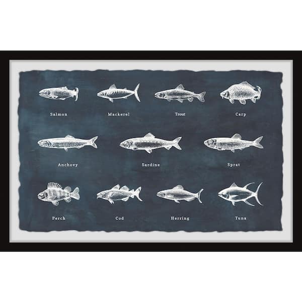 Unbranded "Deep-Sea Fishes in Blue" by Marmont Hill Framed Animal Art Print 12 in. x 18 in.