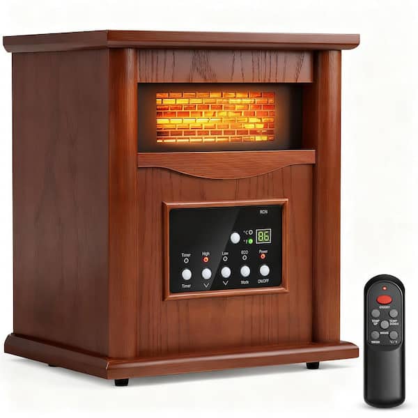 1500W Electric Compact Radiant Infrared Space Heater,Tip-Over with Remote,3 Heat,Timer,Energy Efficient,for Large Room