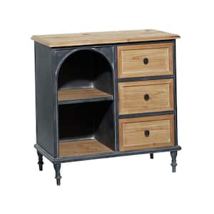 Brown Wood 3 Drawers and 2 Shelves Cabinet