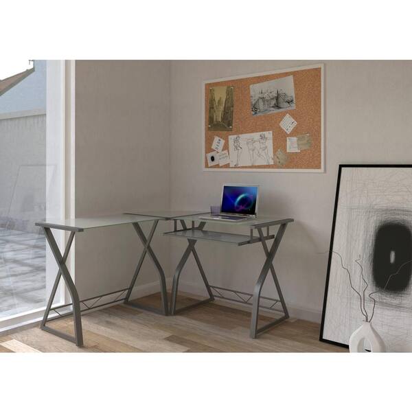 Bell'O Gunmetal Gray Desk with Pull-Out Keyboard Tray
