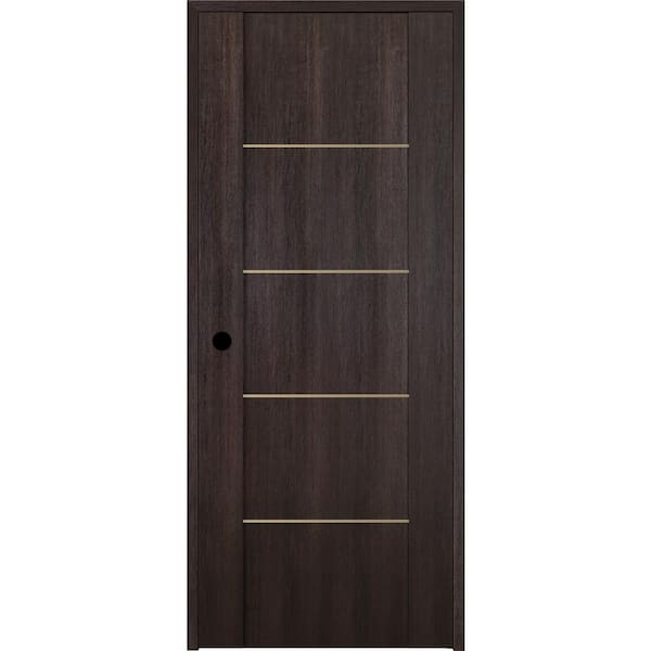 Belldinni Vona 01 4H Gold 30 in. x 80 in. Right-Handed Solid Core Veralinga Oak Textured Wood Single Prehung Interior Door