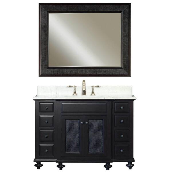 Water Creation 48 in. W x 21 in. D x 33.5 in. H Vanity in Espresso with Marble Vanity Top in Carrara White and Mirror