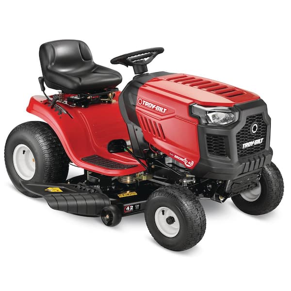 Troy Bilt Bronco 42 In 19 Hp Briggs And Stratton Engine Automatic Drive Gas Riding Lawn Mower Bronco 42 The Home Depot
