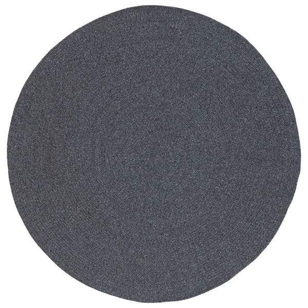 SAFAVIEH Braided Black 3 ft. x 3 ft. Machine Washable Concentric Woven ...