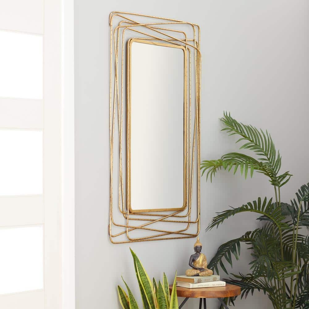 Modern Full Length Polished Gold Rectangular Wall Mirror