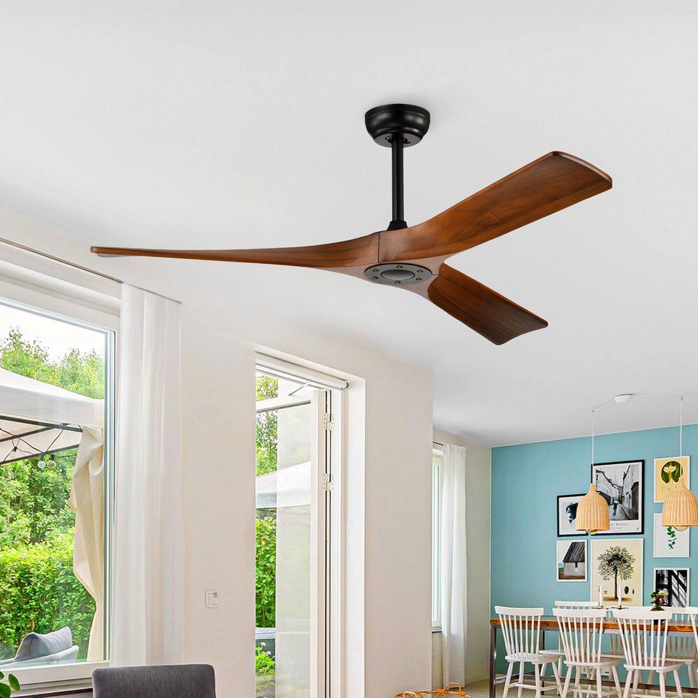 Orbis 52 in. Matte Black Walnut Downrod Standard Ceiling Fan with Remote Included Reversible Solid Wood Blades price history on PriceWatchPro