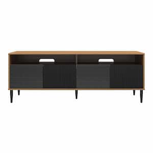 Daphne 62.4 in. Walnut/Black TV Console Fits TV's up to 65 in. with Doors