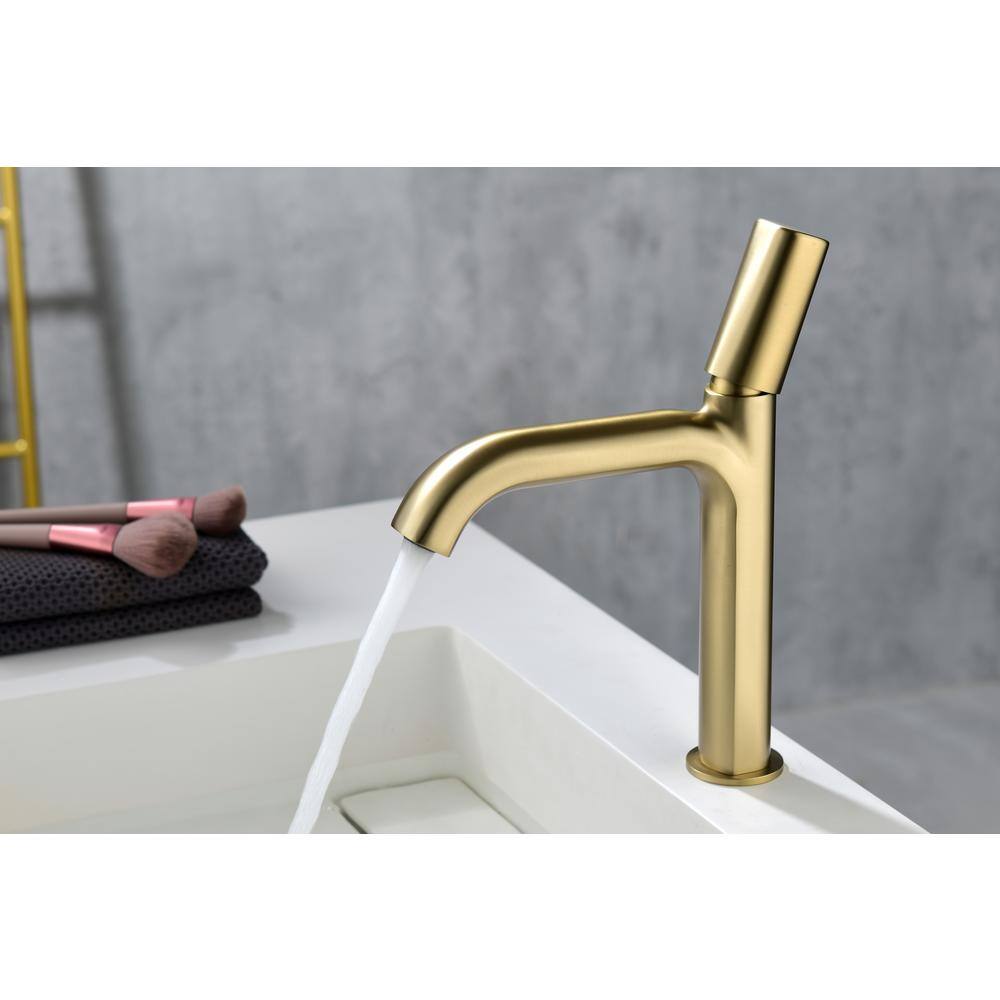 Brushed Gold Brass Single Handle Bathroom Faucet