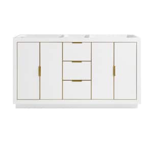 Austen 60 in. Bath Vanity Cabinet Only in White with Gold Trim