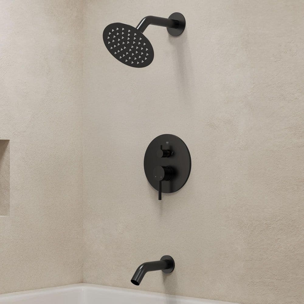 Single Handle 6 in. Wall Mount 1-Spray Tub and Shower Faucet 2.5 GPM in Matte Black Valve Included price history on PriceWatchPro