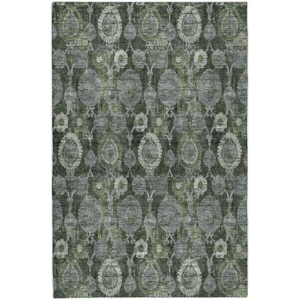 Dream Shag Premium Machine Washable Abstract ADS821 Olive 5 ft. x 7 ft. 6 in. Area Rug
