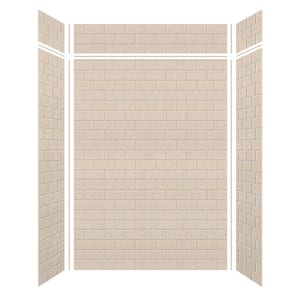 Saramar 60 in. W x 96 in. H x 36 in. D 6-Piece Glue to Wall Alcove Shower Wall Kit with Extension in Cashew