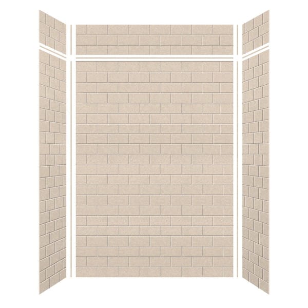 Transolid Saramar 60 in. W x 96 in. H x 36 in. D 6-Piece Glue to Wall Alcove Shower Wall Kit with Extension in Cashew