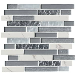 Whistler Ice Interlocking 11.81 in. x 12 in. x 8mm Glass Mesh-Mounted Mosaic Tile (9.7 sq. ft. / case)