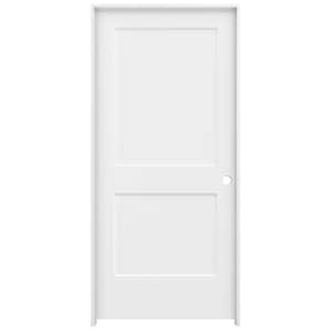 36 in. x 80 in. 2 Panel Monroe Primed Left-Hand Smooth Solid Core Molded Composite MDF Single Prehung Interior Door