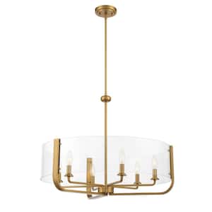 Campisi 6-Light Brass Chandelier with Glass Shade