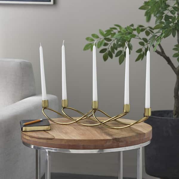 Novogratz 4 in. Gold Stainless Steel Candelabra with 5 Candle Capacity
