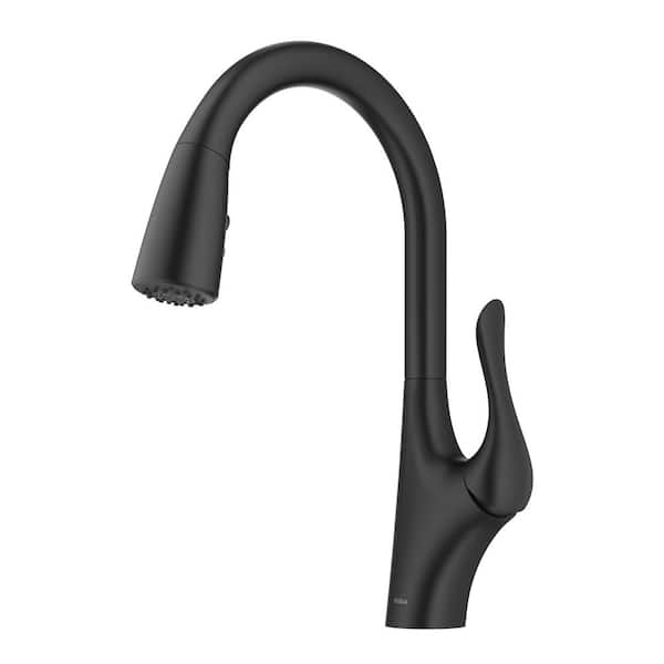 KRAUS Merlin Single Handle Pull-Down Kitchen Faucet in Matte Black
