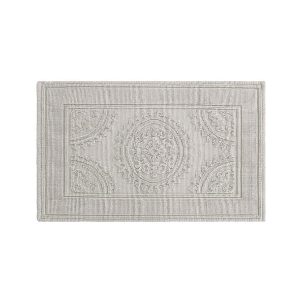 Jean Pierre Stonewash Medallion 21 in. x 34 in. Cotton Bath Rug in Gray Blue