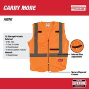 4X-Large/5X-Large Orange Class 2-High Visibility Safety Vest with 10-Pockets (12-Pack)