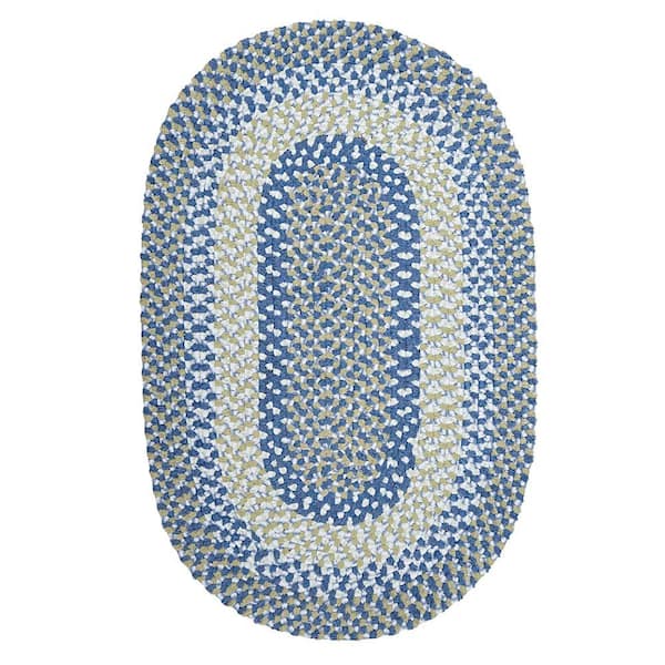 Home Decorators Collection Island Ocean Blue 10 ft. x 10 ft. Chenille Round Braided Area Rug