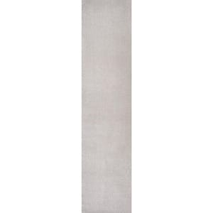 Light Gray 2 ft. x 8 ft. Twyla Classic Solid Low-Pile Machine-Washable Runner Rug