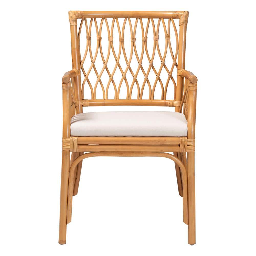 Handcrafted White Rattan Bohemian Accent Chair