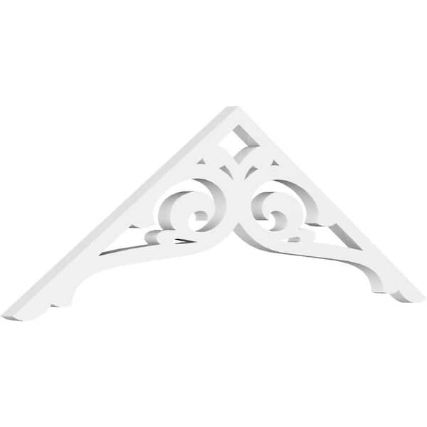 Ekena Millwork 1 in. x 36 in. x 12 in. (8/12) Pitch Bordeaux Gable Pediment Architectural Grade PVC Moulding