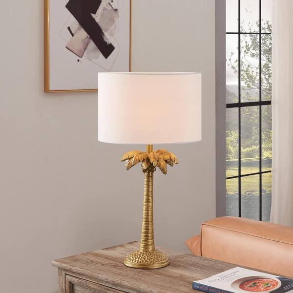 HomeRoots 22.24 in. Gold Standard Light Bulb Globe Bedside Table Lamp