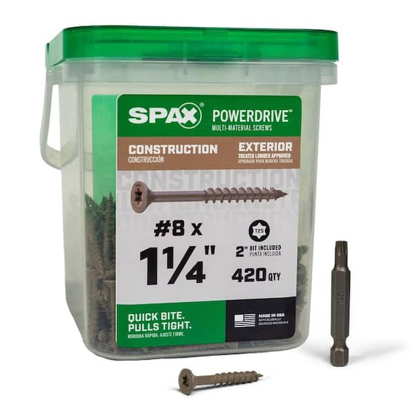 #8 x 1-1/4 in. Tan PowerDrive Exterior T25 T-Star Flat Head Construction Wood Screw (420 pcs)