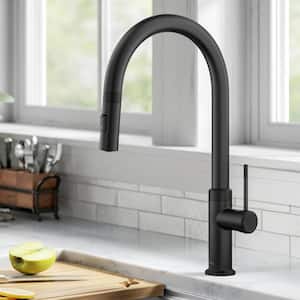 Coletto Modern Industrial Pull-Down Single Handle Kitchen Faucet in Matte Black
