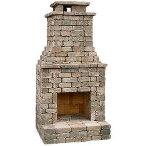 Princeton 47.25 in x 51.125 in. x 105.375 in. Bethany Ledge Blend Outdoor Weathered Concrete Fireplace Kit