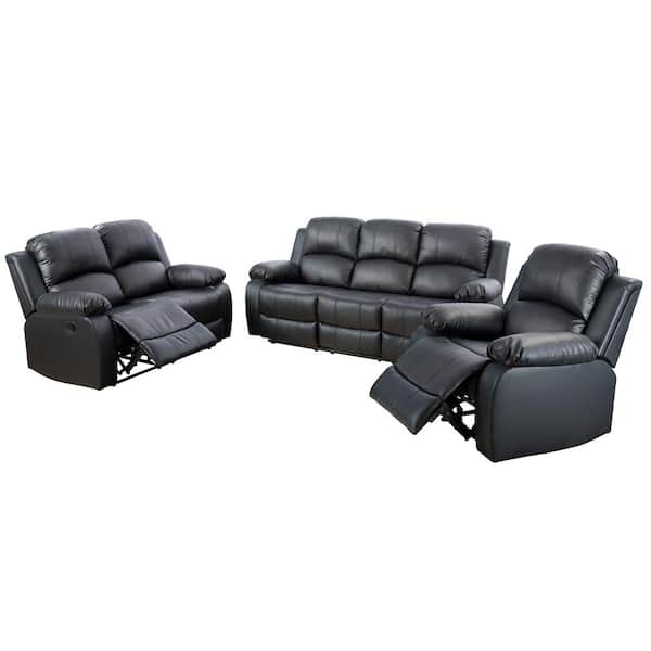 Star Home Living Black Faux Leather Rocker Recliner (Set of 3)