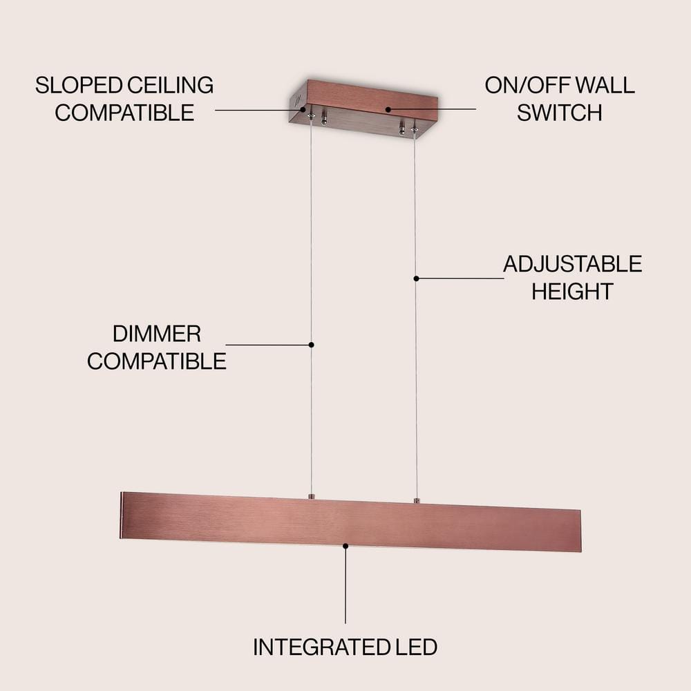 Draper 32" Anodized Bronze Adjustable LED Linear Pendant