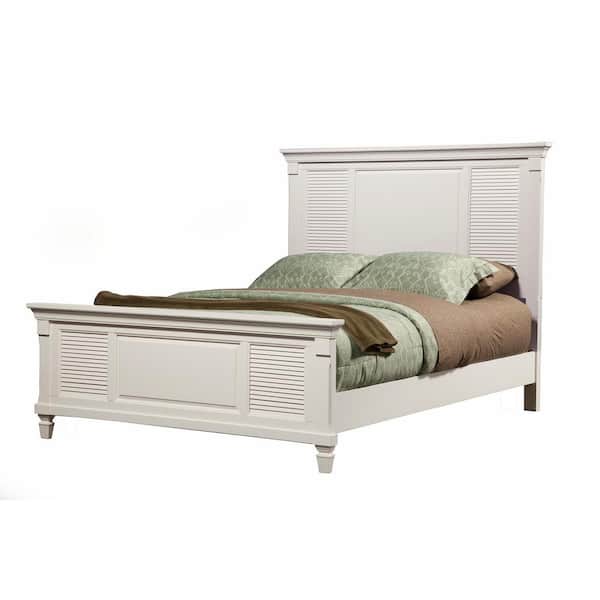 Alpine Furniture Winchester White Wood Frame King Panel Bed