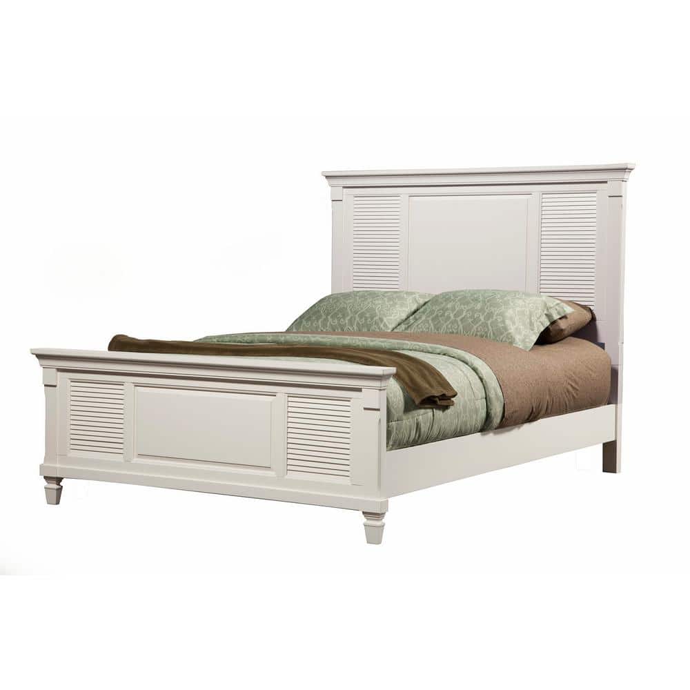 Winchester White Wood Frame Queen Panel Bed