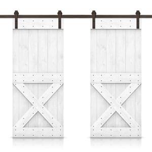 AIOPOP HOME Modern Honeycomb Designed 64 in. x 80 in. MDF Panel White  Painted Double Sliding Barn Door with Hardware Kit MC1564X80DWT - The Home  Depot