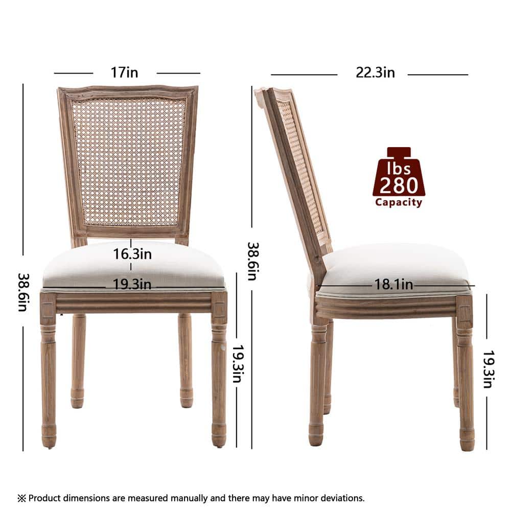 Beige High Back Rattan and Cane Side Chair Set