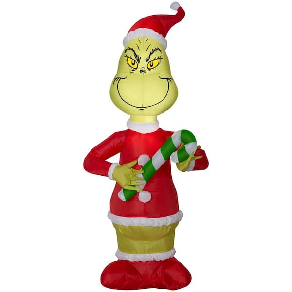 Grinch 4 ft. Pre-lit Inflatable with Candy Cane Airblown