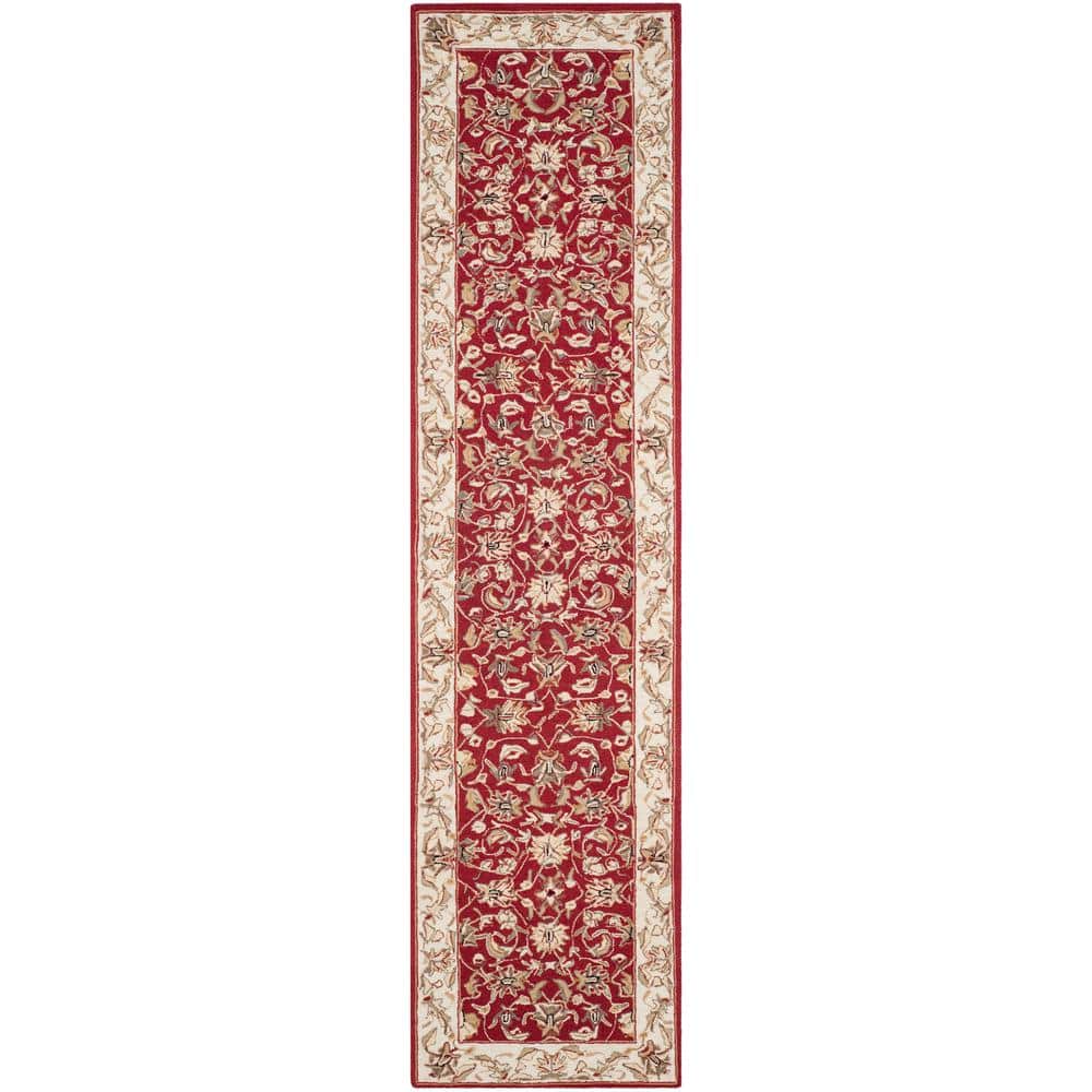 SAFAVIEH Chelsea Burgundy/Ivory 3 ft. x 6 ft. Floral Speckled Border Runner  Rug HK78B-36 - The Home Depot